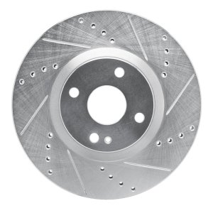 Fiat 124 Spider Brake Rotor (1) - Front Right - R1 Concepts - Drilled & Slotted - Silver - `16-`25
